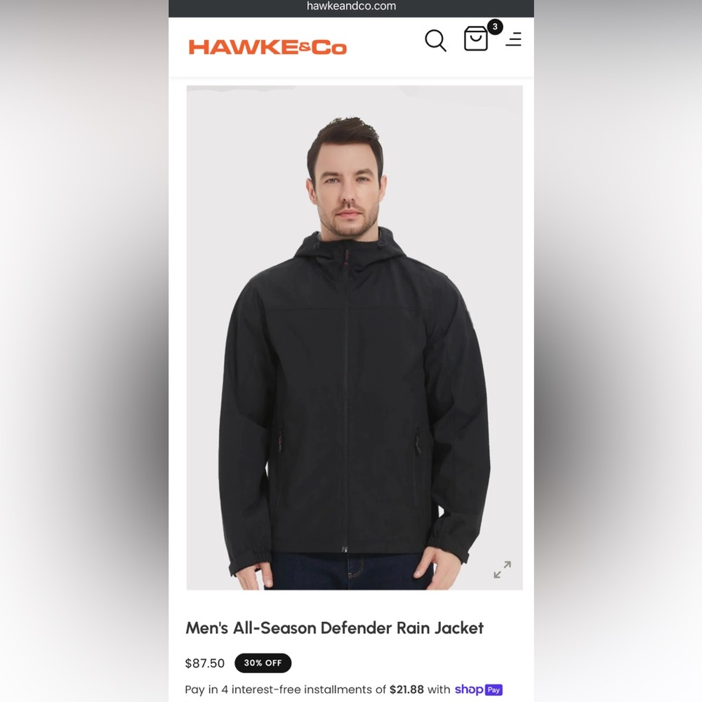 Hawke & Co Red Raincoat Hooded Water-Resistant